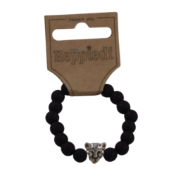 19324 Armband zwart met dierenkop - per 6