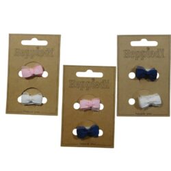 20341 Klittenbandje strikje ribs/organza marine + wit - 6x2