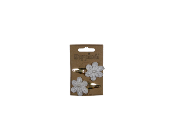 22151 Klik klak middel goud met grote bloem wit