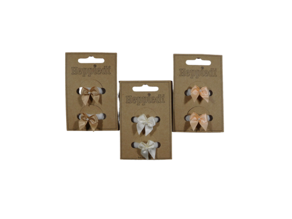 22231 Elastiekje strikje/pareltje ecru, zand + zalmroze - 3x4