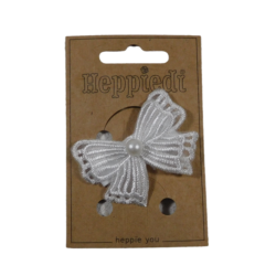 22637 Haarknijper middel strik 2 laag met parel wit