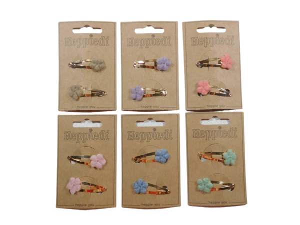 22125 Klik klak 4 cm. goud met bloempje wol - 6x2