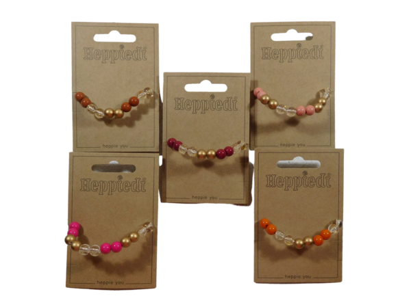 22334 Armbandje combi goud + kleur - 5 assortie