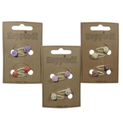 23119 Klik klak 2 cm. roosje lila, zalm, geel + roze - 6x4