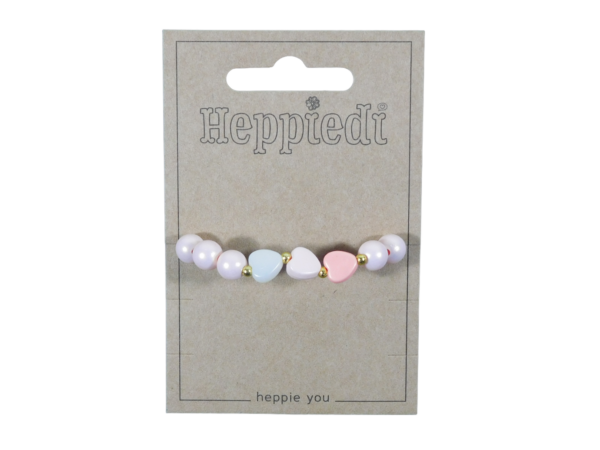 23326 Armbandje zacht roze met 3 hartjes