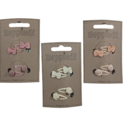 24121 Klik klak 2 cm. roosje + strikje ecru, peche + mauve - 6x4