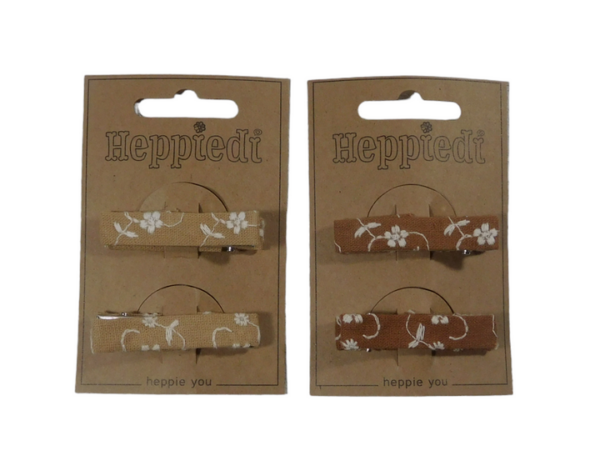 24630 Haarknijper stof geborduurd caramel + zand - 2x3
