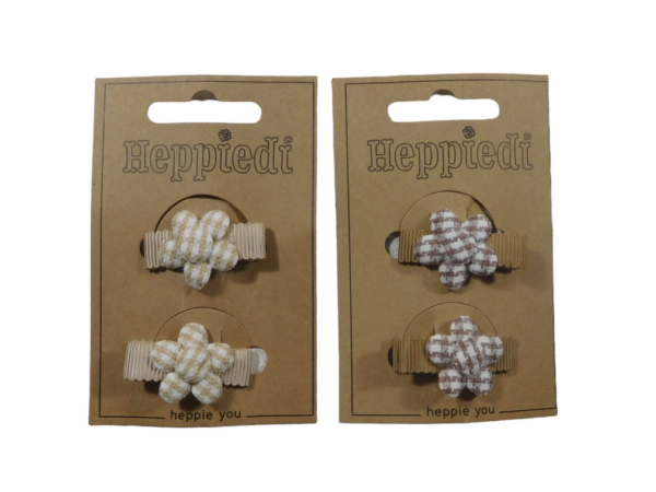 24635 Haarknijper klein bloem ruit zand + bruin - 2x3