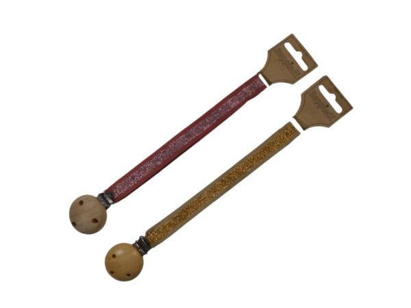 20279 Speenclip ribs glitter goud + oud roze - 2x2