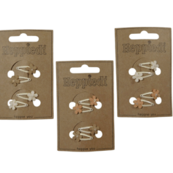 25120 Klik klak 2 cm. bloempje vilt off-white, zand + zalm - 6x4