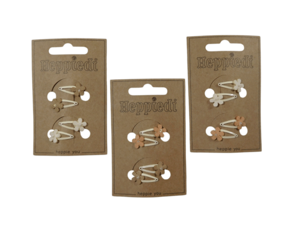 25120 Klik klak 2 cm. bloempje vilt off-white, zand + zalm - 6x4