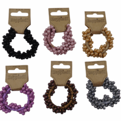25215 Elastiek/armband kleine parels - 6 assortie