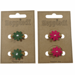 25216 Elastiekje bloem vilt groen + cerise - 2x3