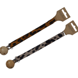 25281 Speenclip dierenprint cognac + zand - 2x2
