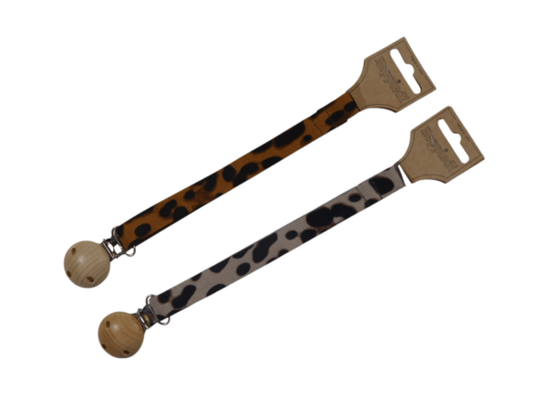 25281 Speenclip dierenprint cognac + zand - 2x2