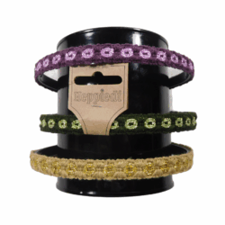 25428 Diadeem stip lurex groen, paars + zand - 3x2