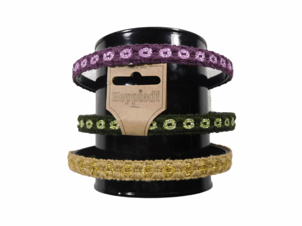 25428 Diadeem stip lurex groen, paars + zand - 3x2