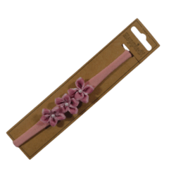 25515 Babyhaarband smal 3 bloempjes velours oud roze