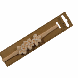 25516 Babyhaarband smal 3 bloempjes velours zalmroze