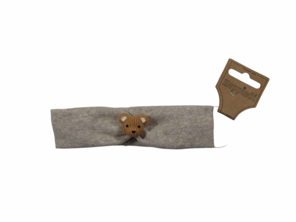 25518 Babyhaarband met berenkopje zand gemeleerd