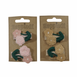 25633 Haarknijper klein dubbele bloem teddy + borduur - 2x3