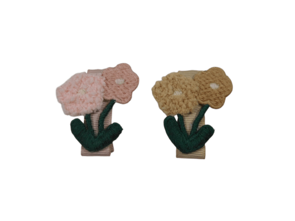 25633 Haarknijper klein dubbele bloem teddy + borduur - 2x3 - Afbeelding 2