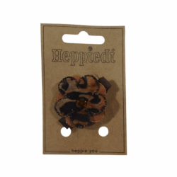 25639 Haarknijper middel grote bloem 2 laag panter/bruin tinten