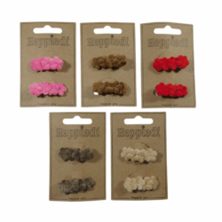 25640 Haarknijper klein 4 bloempjes teddy - 5 assortie