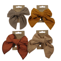 25641 Haarknijper grote strik linnen - 4 assortie
