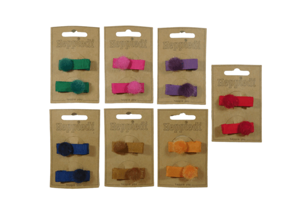 23643 Haarknijper middel ribs met pluchen bolletje - 7x2
