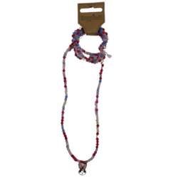 22315 Ketting + armband fijne kraaltjes met konijnenkopje