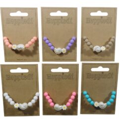 26308 Armbandje schelp + bloempje - 6 assortie