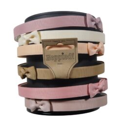 26427 Diadeem ribs met strikje roze/beige tinten - 6 assortie