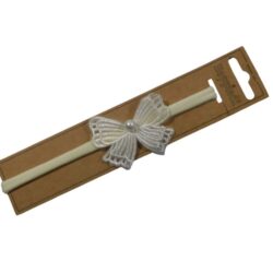 26526 Babyhaarband smal strik met parel off-white