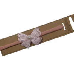 26527 Babyhaarband smal strik met parel roze