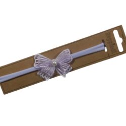 26528 Babyhaarband smal strik met parel lila