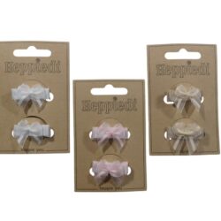 26627 Haarknijper klein strikje organza met streep - 3x2