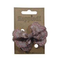 26629 Haarknijper middel strik geborduurd mauve/bruin