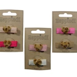 26634 Haarknijper middel panterhartje roze/beige tinten - 6x2