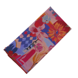 26717 Bandana bloemen all-over roze/oranje paars