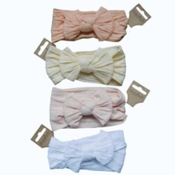 26530 Babyhaarband breed met kabel geknoopt zomer - 4 assortie