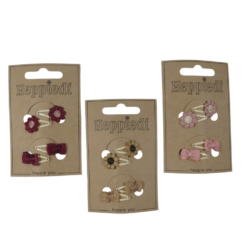 26123 Klik klak 2 cm. bloempje/strikje zand, mauve + bordeaux - 6x4