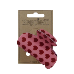 26363  Haarklem 7 cm. hartjes print roze/rood - per 3