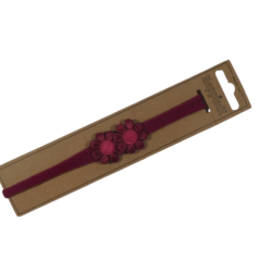 26531 Babyhaarband smal 2 bloemen bordeaux/wijnrood