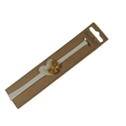 26534 Babyhaarband smal off-white hart met gouden strikje