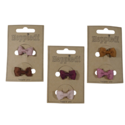 26619 Haarknijper 2 cm. strikje ribs roze/bruin/bordeaux - 6x2