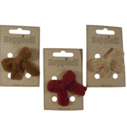 26639 Haarknijper middel strik gebreid beige, bruin + brique - 3x2