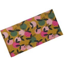 26724 Bandana appeltjes okergeel, groen + roze