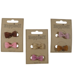 25218 Elastiekje strikje bruin + roze tinten - 6x2