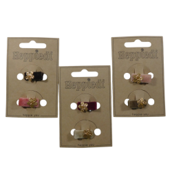 22645 Haarknijper 2 cm. fluweel met bloempje goud - 6x2